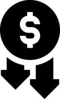 A dollar sign and arrows pointing in different directions vector
