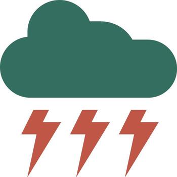 A green cloud with lightning and thunder vector