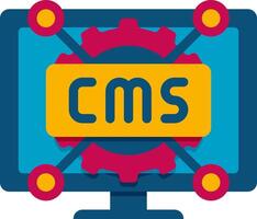 A computer screen with the word cms on it vector