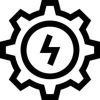 A black and white gearwheel with a lightning bolt vector