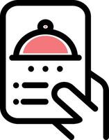 A hand holding a menu with a red lid vector