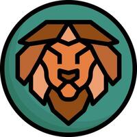 A lion head in a circle with a green background vector