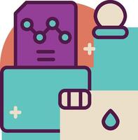 A flat icon of a computer with a phone and a pen vector