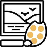 A computer monitor with a mouse and paintbrush vector