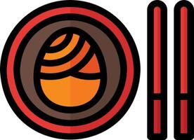 A round plate with two chopsticks and an egg vector