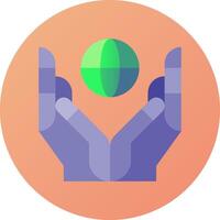 A hand holding a green globe in the palm of a hand vector