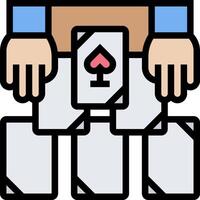 A man holding a deck of cards with his hands vector