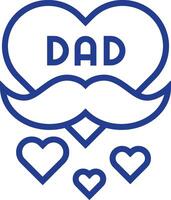A blue heart with the word dad and a mustache vector