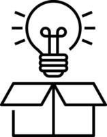 An icon of a light bulb and a box vector