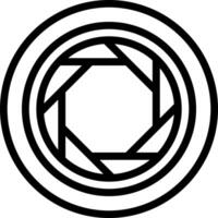 A black and white logo of a camera lens vector