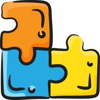 A puzzle piece with two people holding hands vector