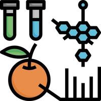 An orange, a test tube, and a test tube vector