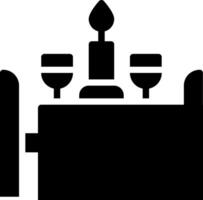 A black and white illustration of a table with two chairs vector