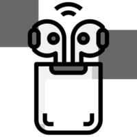 An icon of a pair of earbuds in a case vector