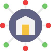 A house surrounded by dots and connected to other dots vector