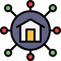A house surrounded by a network of dots vector