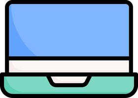 A laptop computer with a blue screen on it vector