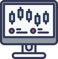 A computer monitor with a chart on it vector