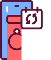 A phone with a calendar and a ring on it vector