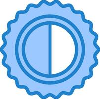 A blue and white seal with a half circle vector