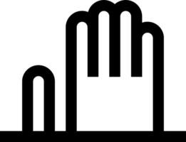 A black and white hand icon with a finger vector