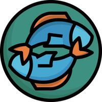 A cartoon fish with two heads in a circle vector