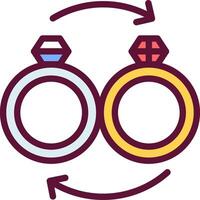 Two rings are shown in a circle with arrows pointing to them vector