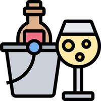Wine bucket and glass icon vector