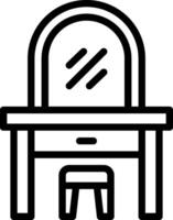 A black and white image of a table and chair vector