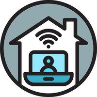 A home with a laptop and wifi icon vector