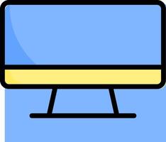 A computer monitor with a blue background vector