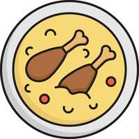 A plate with chicken and potatoes on it vector