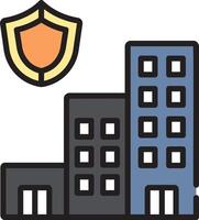 A building with a shield and a shield icon vector
