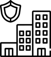 A building with a shield icon vector
