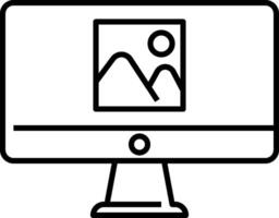 A computer monitor with a photo on it vector