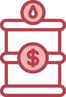 A red and white icon of a money box with a dollar sign vector