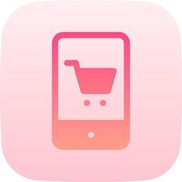 A pink phone with a shopping cart icon on it vector