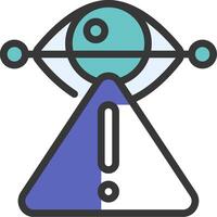 An icon of a triangle with an eye on top vector