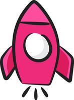 A pink rocket ship with a white circle on it vector