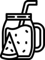 A glass jar with a slice of watermelon and a straw vector
