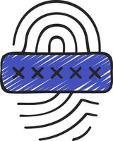 A blue fingerprint with a cross on it vector