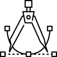A drawing of a compass with a ruler and a square vector