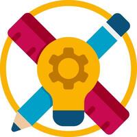 A flat icon of a light bulb and pencil vector