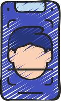 A blue and white drawing of a man's face vector