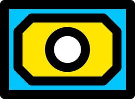 A yellow and blue square with the letter o vector