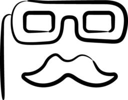 A black and white drawing of a mustache and glasses vector