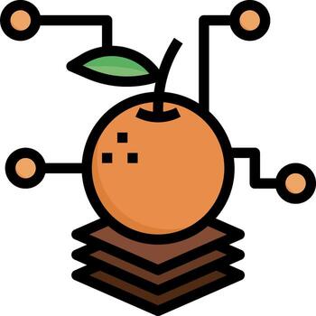 An orange with a stack of blocks on top of it vector