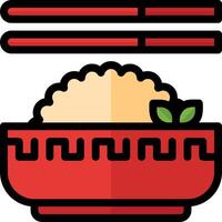 A bowl of rice with chopsticks in it vector