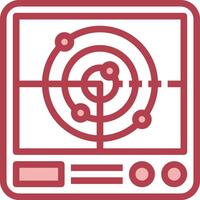 A red and white icon of a computer screen vector