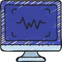 Monitor with wave line icon illustration design vector